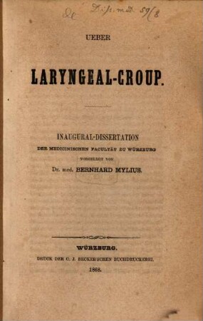 Ueber Laryngeal-Croup