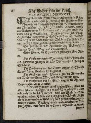 Christlicher Lebens-Lauff.