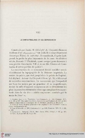 VIII: Le Chrysotriclinos et ses dépendances
