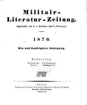 Militär-Literatur-Zeitung. 51. 1870
