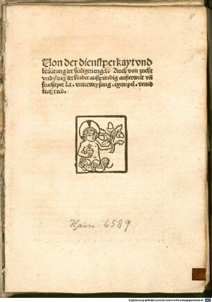 Von der dienstperkayt vnd behuetung der heyligen engel