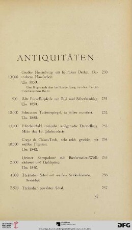 Antiquitäten (Nr. 250-339)