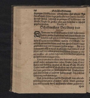 Titulus V. Schaffmeisters Besoldung und Deputat.