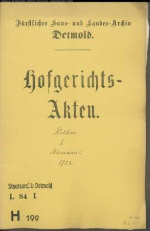 Hilker, Tönies zu Greste gegen Bernd Christoph Niemann zu Währentrup - Schuldforderung