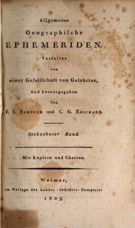 Allgemeine geographische Ephemeriden. 16. 1805