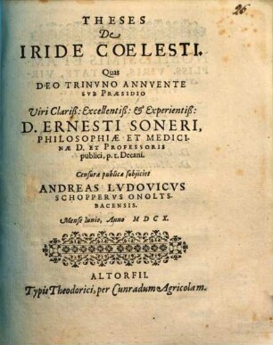 Theses de iride coelesti