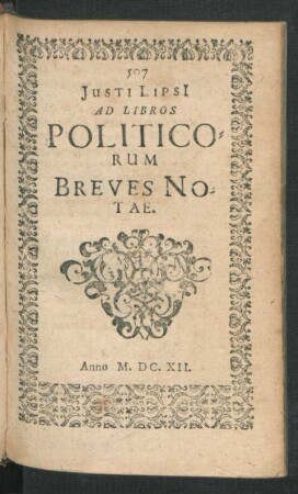 Iusti Lipsi Ad Libros Politicorum Breves Notae