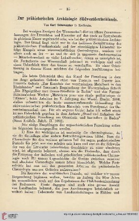 6: Zur prähistorischen Archäologie Südwestdeutschlands
