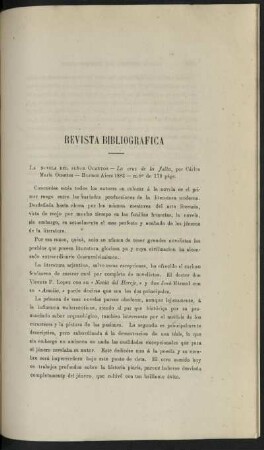 Revista Bibliografica - La novela del Señor Ocantos - La cruz de la falta
