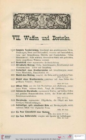 VII. Waffen und Bestecke (Nr. 1516-1684a)