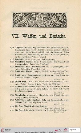 VII. Waffen und Bestecke (Nr. 1516-1684a)