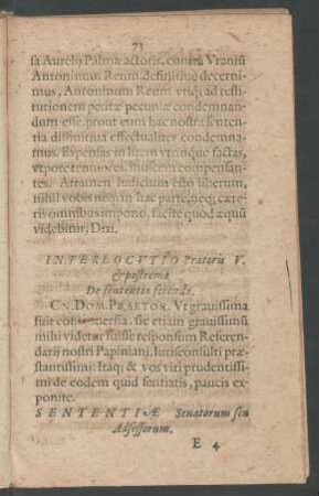 Interlocutio Praetoris V. et postrema De sententia ferenda.