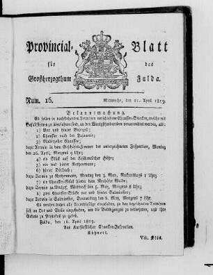Num. 16, Ausgabe vom 21. April 1819