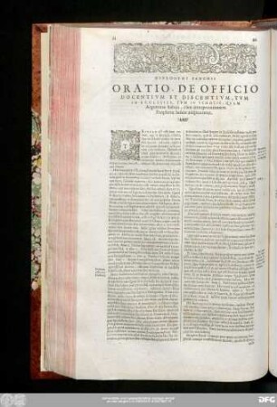 Hieronymi Zanchii Oratio, De Officio Docentium Et Discentium, Tum in Ecclesiis, Tum In Scholis, Quam Argentinae habuit, cùm interpretationem Prophetae lesaiae auspicaretur.