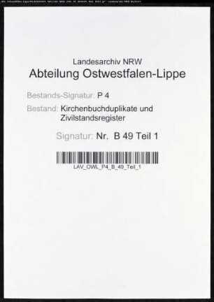 Belege zum Heiratsregister der Munizipalität Castrop (H 1812)