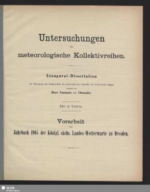 Untersuchungen über meteorologische Kollektive