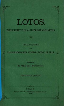 Lotos : naturwiss. Zeitschr., 19. 1869