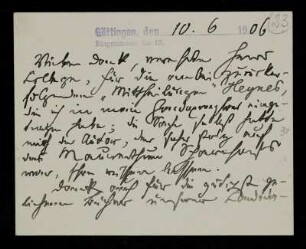 Nr. 23 Brief von Max Lehmann an Edward Schröder. Göttingen, 10.6.1906