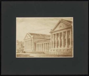 Museumsinsel, Berlin Pergamon-, Deutsches und Vorderasiatisches Museum: Ansicht der Hauptfassade vom Kupfergraben aus