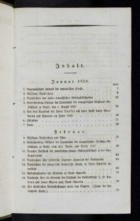 III-VII, Inhaltsverzeichnis