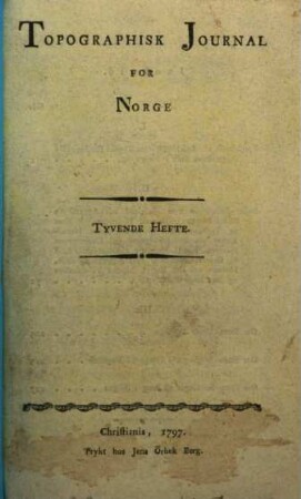 Topographisk journal for Norge. 20. 1797