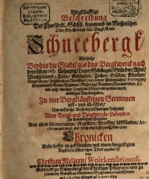 Bergkläuffig Beschreibung der ... Stadt Schneebergk