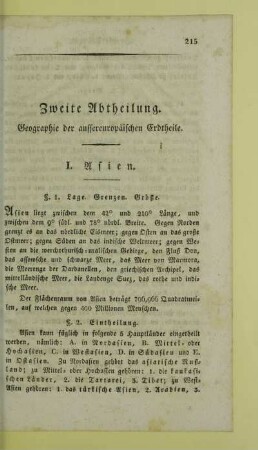 Zweite Abtheilung. Geographie der aussereuropäischen Erdtheile