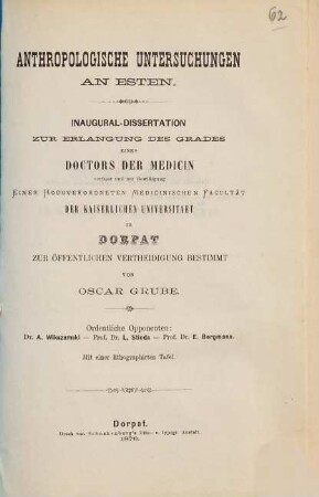 Anthropologische Untersuchungen an Esten