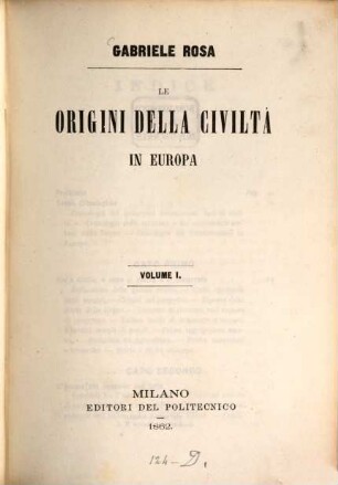 Le origini della civiltà in Europa. 1