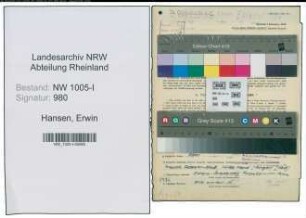 Entnazifizierung Erwin Hansen , geb. 02.03.1897 (Vorarbeiter)