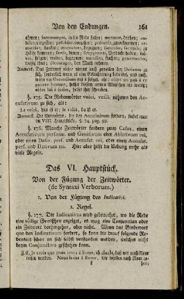 Das VI. Hauptstück. Von der Fügung der Zeitwörter.