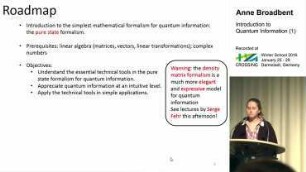 CROSSING Winter School 2016: Introduction to Quantum Information (1)