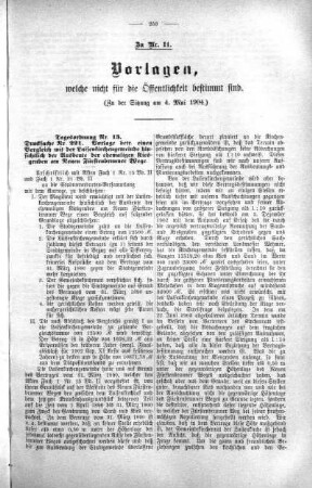 Vorlagen welche nicht für die Oeffentlichkeit bestimmt sind., 04. Mai 1904