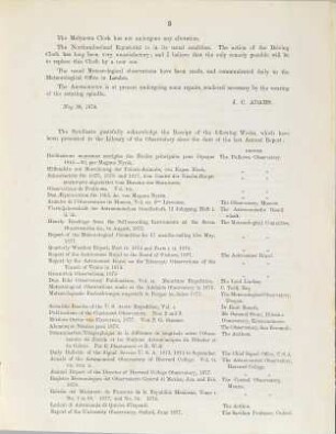 Report of the Observatory Syndicate. 1877/78