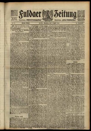 Erste Ausgabe vom Samstag, den 06. April 1912.