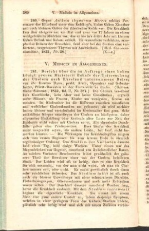 V. Medicin im Allgemeinen.