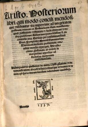 Posteriorum libri qui modo concili mendosique visebantur