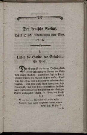 Erstes Stück. Wonnemond oder May. 1782.
