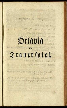 Octavia ein Trauerspiel.
