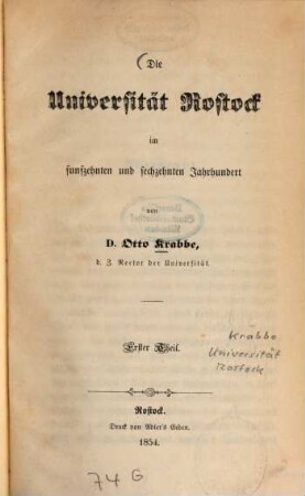 Die Universität Rostock im fünfzehnten und sechzehnten Jahrhundert