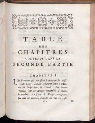 Table des Chapitres contenus dans La Seconde Partie.
