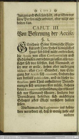 Caput III. Von Befreyung der Accise