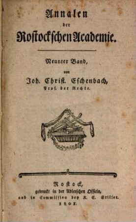 Annalen der Rostockschen Academie. 9. 1801