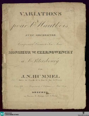 Variations pour hautbois avec orchestre : Oeuv. 102
