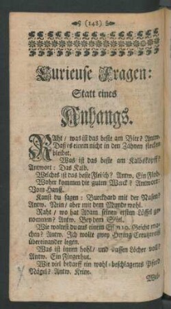 Curieuse Fragen: Statt eines Anhangs