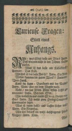 Curieuse Fragen: Statt eines Anhangs