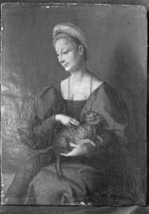 Bildnis einer Frau mit Panther-Katze