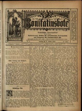 Erste Ausgabe vom Sonntag, den 09. Januar 1916.