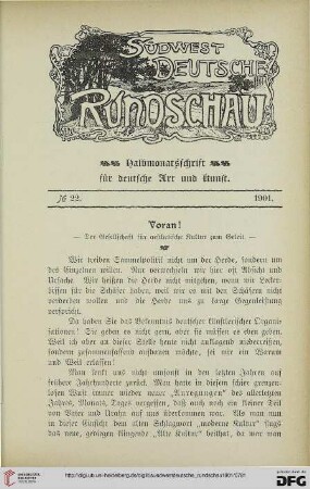 1: Voran! : der Gesellschaft für aesthetische Kultur zum Geleit