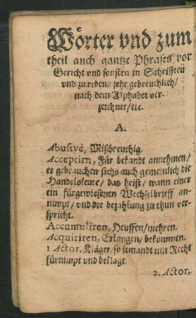 Wörter und zum theil auch gantze Phrases vor Gericht